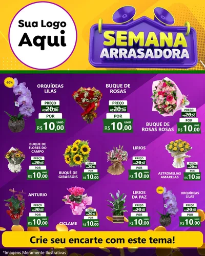 Modelo de Rede Social para Feed Instagram com o tema Semana Arrasadora para Floricultura e jardim