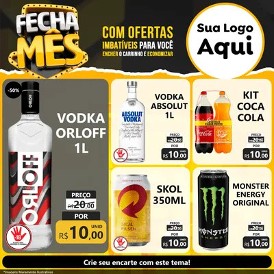 Modelo de Rede Social para Feed Facebook com o tema Fecha Mês para Distribuidora de bebidas