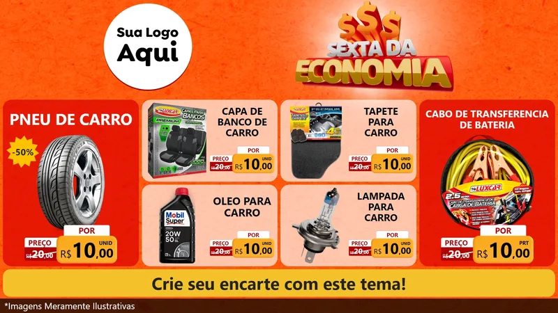 Modelo de TV para TV Horizontal com o tema Sexta da Economia para Auto peças