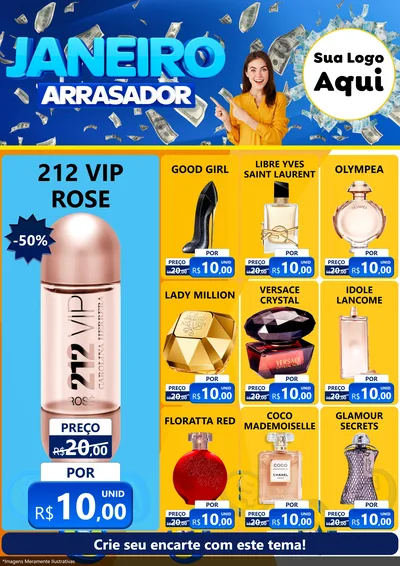 Modelo de Encarte para Encarte A4 Vertical com o tema Janeiro Arrasador para Perfumes