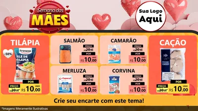 Modelo de TV para TV Horizontal com o tema Semana das Mães para Peixaria