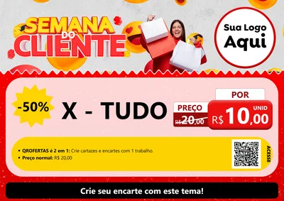 Modelo de Cartaz para Cartaz A4 Horizontal com o tema Semana do Cliente para Hamburgueria