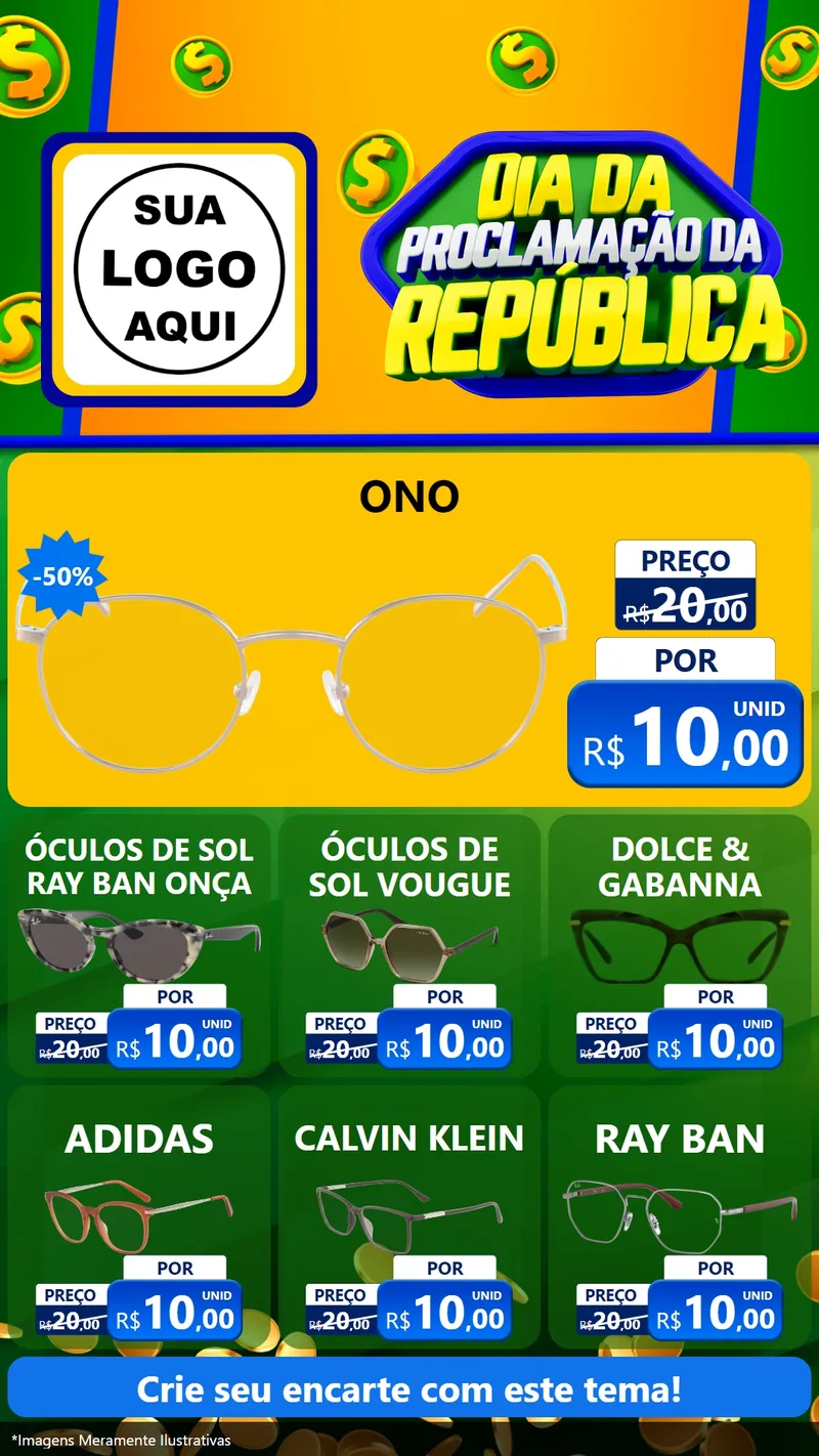 Modelo de Rede Social para Stories com o tema Dia Da Proclamação da República para Óticas