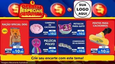 Modelo de TV para TV Horizontal com o tema Ofertas Especiais de Outubro para Pet Shop