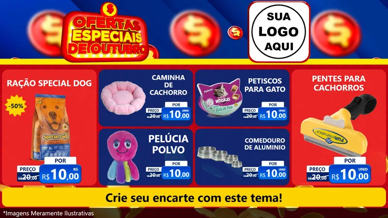 Modelo de TV para TV Horizontal com o tema Ofertas Especiais de Outubro para Pet Shop