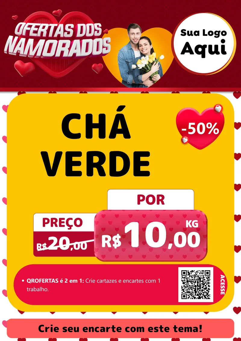 Modelo de Cartaz para Cartaz A4 Vertical com o tema Ofertas Dos Namorados para Produtos Naturais