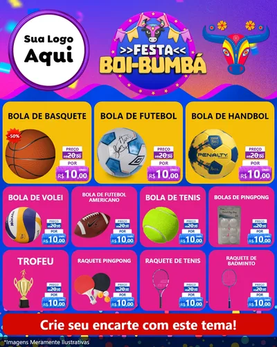 Modelo de Rede Social para Feed Instagram com o tema Festa Boi-Bumbá para Artigos Esportivos