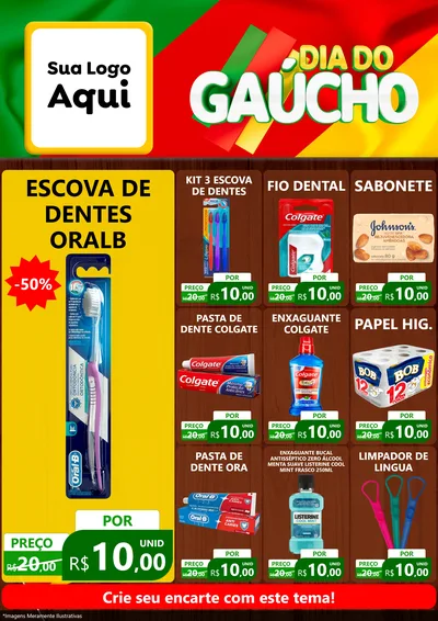 Modelo de Encarte para Encarte A4 Vertical com o tema Dia do Gaúcho para Higiene Pessoal