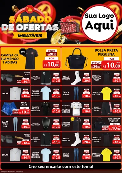 Modelo de Encarte para Encarte A4 Vertical com o tema Sábado de Ofertas Imbatíveis para Roupas e acessórios