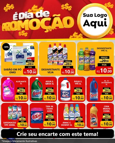 Modelo de Rede Social para Feed Instagram com o tema É Dia De Promoção para Produtos de Limpeza
