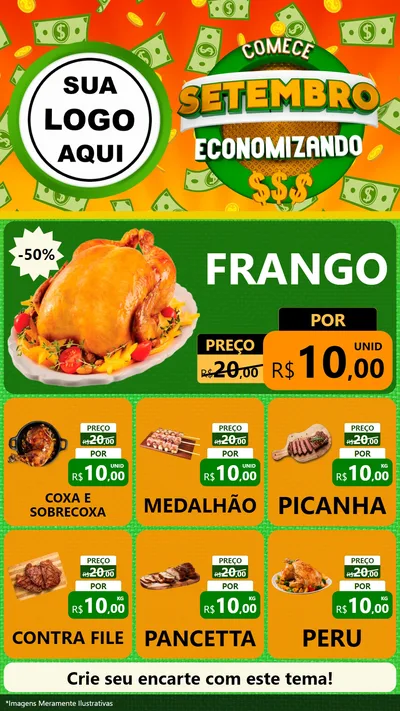 Modelo de Rede Social para Stories com o tema Comece Setembro Economizando para Assados