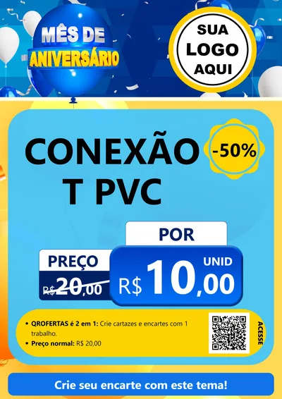 Modelo de Cartaz para Cartaz A4 Vertical com o tema Mês de Aniversário para Tubos e conexões