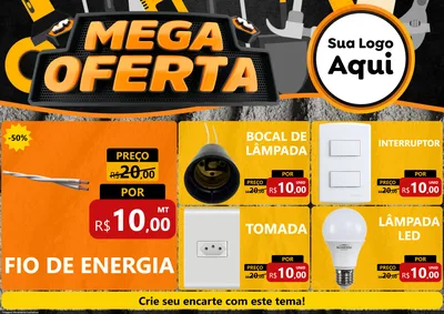 Modelo de Encarte para Encarte A4 Horizontal com o tema Mega Oferta para Materiais Elétricos
