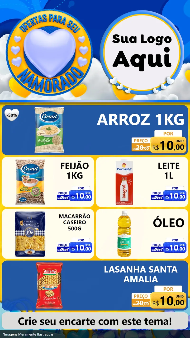 Modelo de TV para TV Vertical com o tema Ofertas Para Seu Namorado para Supermercado