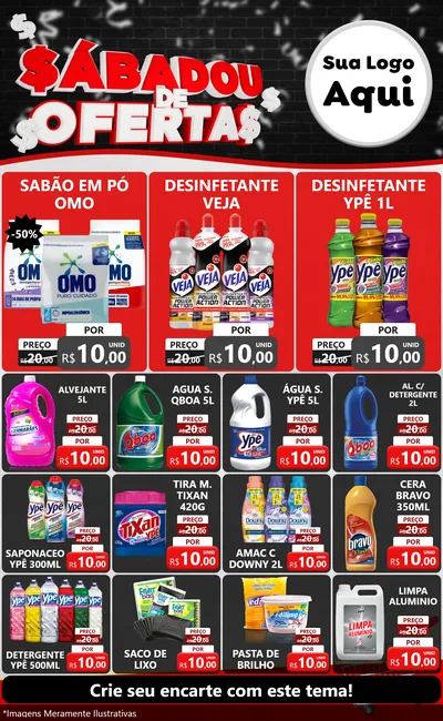 Modelo de Encarte para Encarte Grande com o tema Sabadou de Ofertas para Produtos de Limpeza