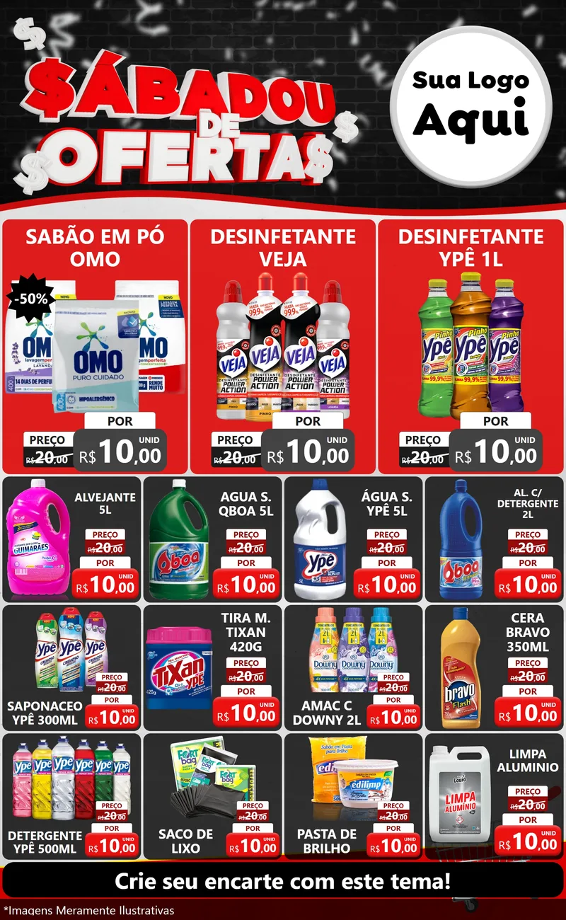 Modelo de Encarte para Encarte Grande com o tema Sabadou de Ofertas para Produtos de Limpeza