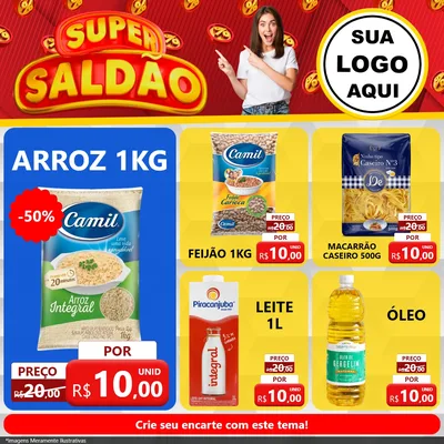 Modelo de Rede Social para Feed Facebook com o tema Super Saldão para Supermercado