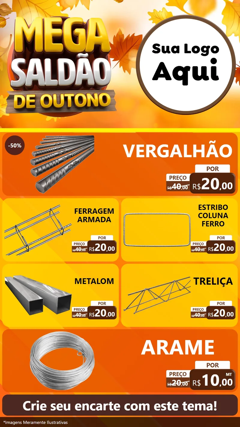 Modelo de TV para TV Vertical com o tema Mega Saldão de Outono para Ferragens