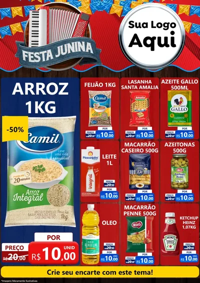 Modelo de Encarte para Encarte A4 Vertical com o tema Festa Junina para Supermercado