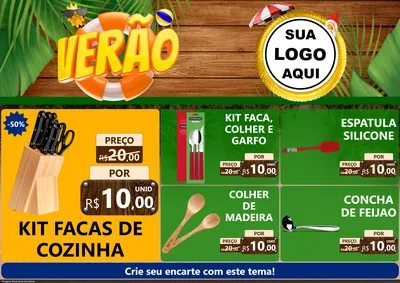 Modelo de Encarte para Encarte A4 Horizontal com o tema Verão para Utilidades Domésticas