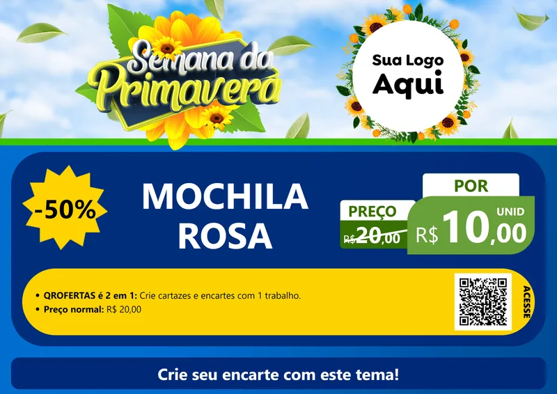 Modelo de Cartaz para Cartaz A4 Horizontal com o tema Semana da Primavera para Papelaria
