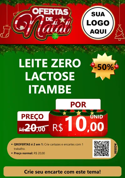 Modelo de Cartaz para Cartaz A4 Vertical com o tema Ofertas de Natal para Frios e Laticínios