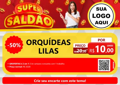 Modelo de Cartaz para Cartaz A4 Horizontal com o tema Super Saldão para Floricultura e jardim