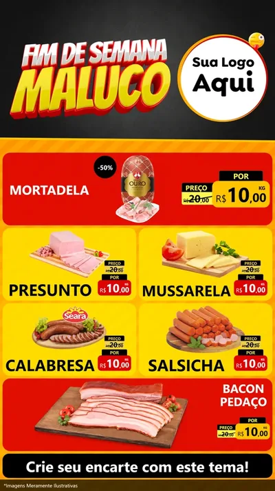 Modelo de TV para TV Vertical com o tema Final de Semana Maluco para Frios e Laticínios