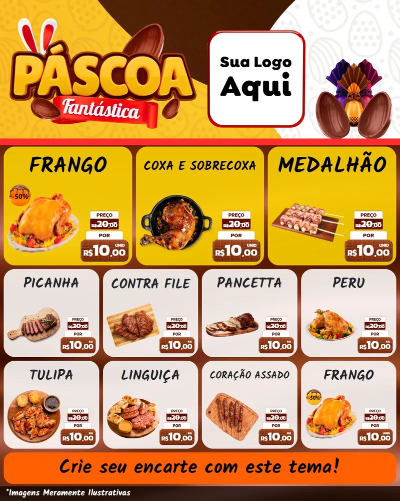 Modelo de Rede Social para Feed Instagram com o tema Páscoa Fantástica para Assados