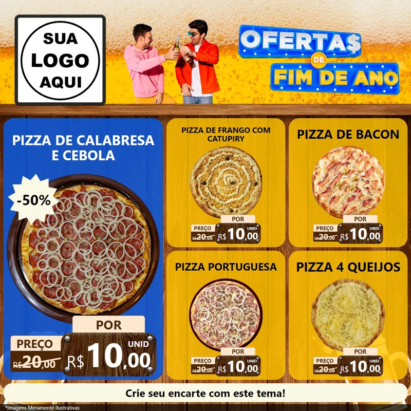 Modelo de Rede Social para Feed Facebook com o tema Ofertas de Fim de Ano para Pizzaria