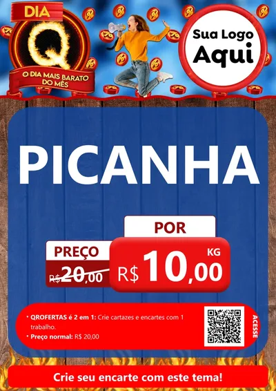 Modelo de Cartaz para Cartaz A4 Vertical com o tema Dia Q - O Dia Mais Barato Do Mês para Açougue