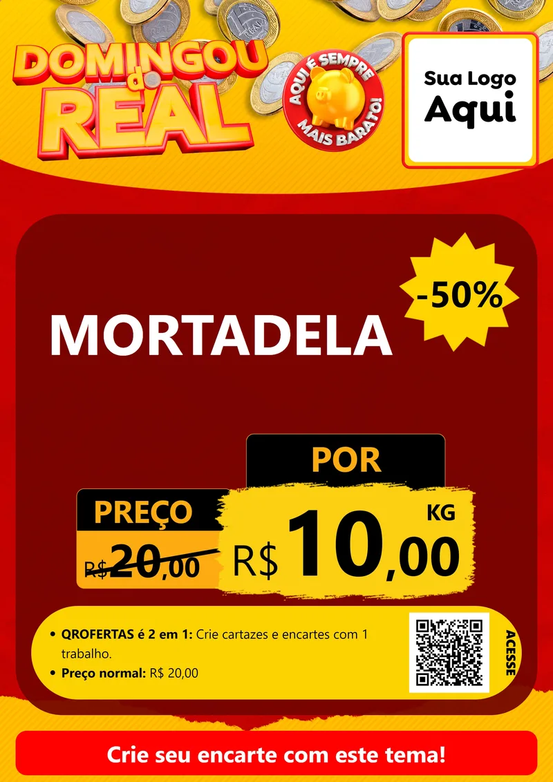 Modelo de Cartaz para Cartaz A4 Vertical com o tema Domingou do Real para Frios e Laticínios