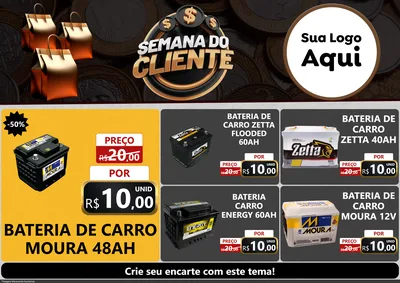 Modelo de Encarte para Encarte A4 Horizontal com o tema Semana do Cliente para Baterias Elétricas