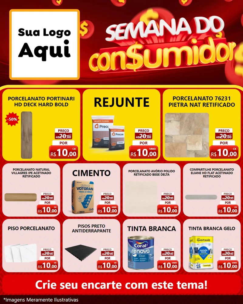 Modelo de Rede Social para Feed Instagram com o tema Semana do Consumidor para Pisos e revestimentos