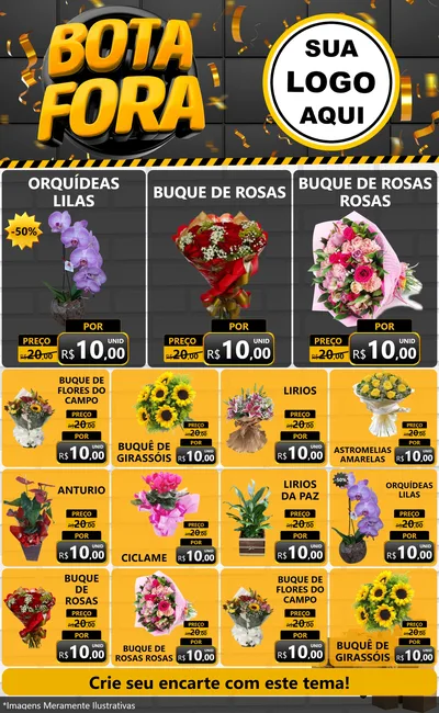 Modelo de Encarte para Encarte Grande com o tema Bota Fora para Floricultura e jardim