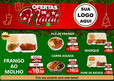 Modelo de Encarte para Encarte A4 Horizontal com o tema Ofertas de Natal para Restaurante