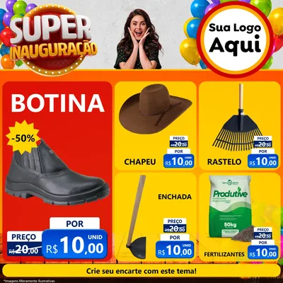 Modelo de Rede Social para Feed Facebook com o tema Super Inauguração para Agropecuária