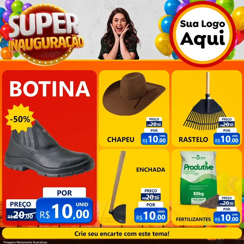 Modelo de Rede Social para Feed Facebook com o tema Super Inauguração para Agropecuária