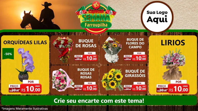 Modelo de TV para TV Horizontal com o tema Especial Semana Farroupilha para Floricultura e jardim