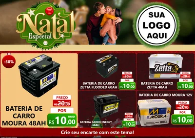Modelo de Encarte para Encarte A4 Horizontal com o tema Natal Especial para Baterias Elétricas