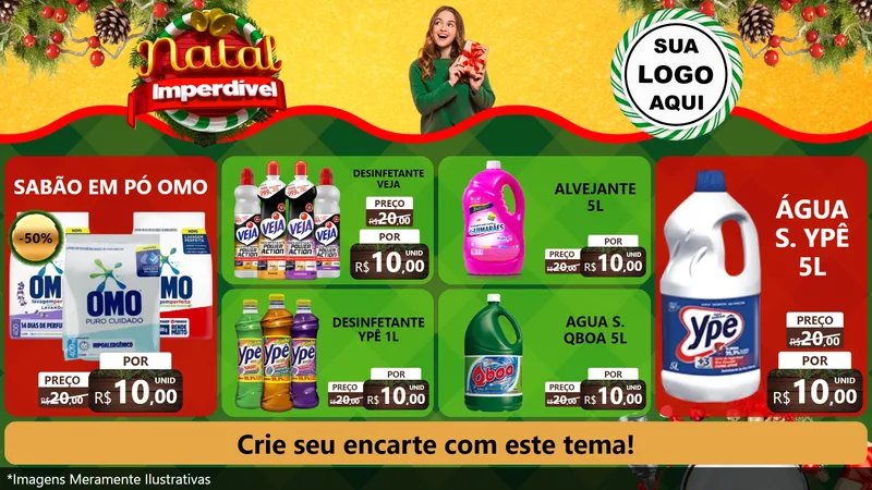 Modelo de TV para TV Horizontal com o tema Natal Imperdível para Produtos de Limpeza