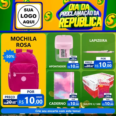 Modelo de Rede Social para Feed Facebook com o tema Dia Da Proclamação da República para Papelaria