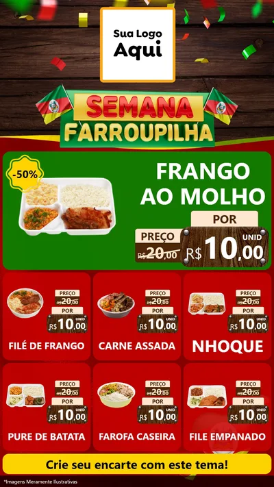 Modelo de Rede Social para Stories com o tema Semana Farroupilha para Restaurante