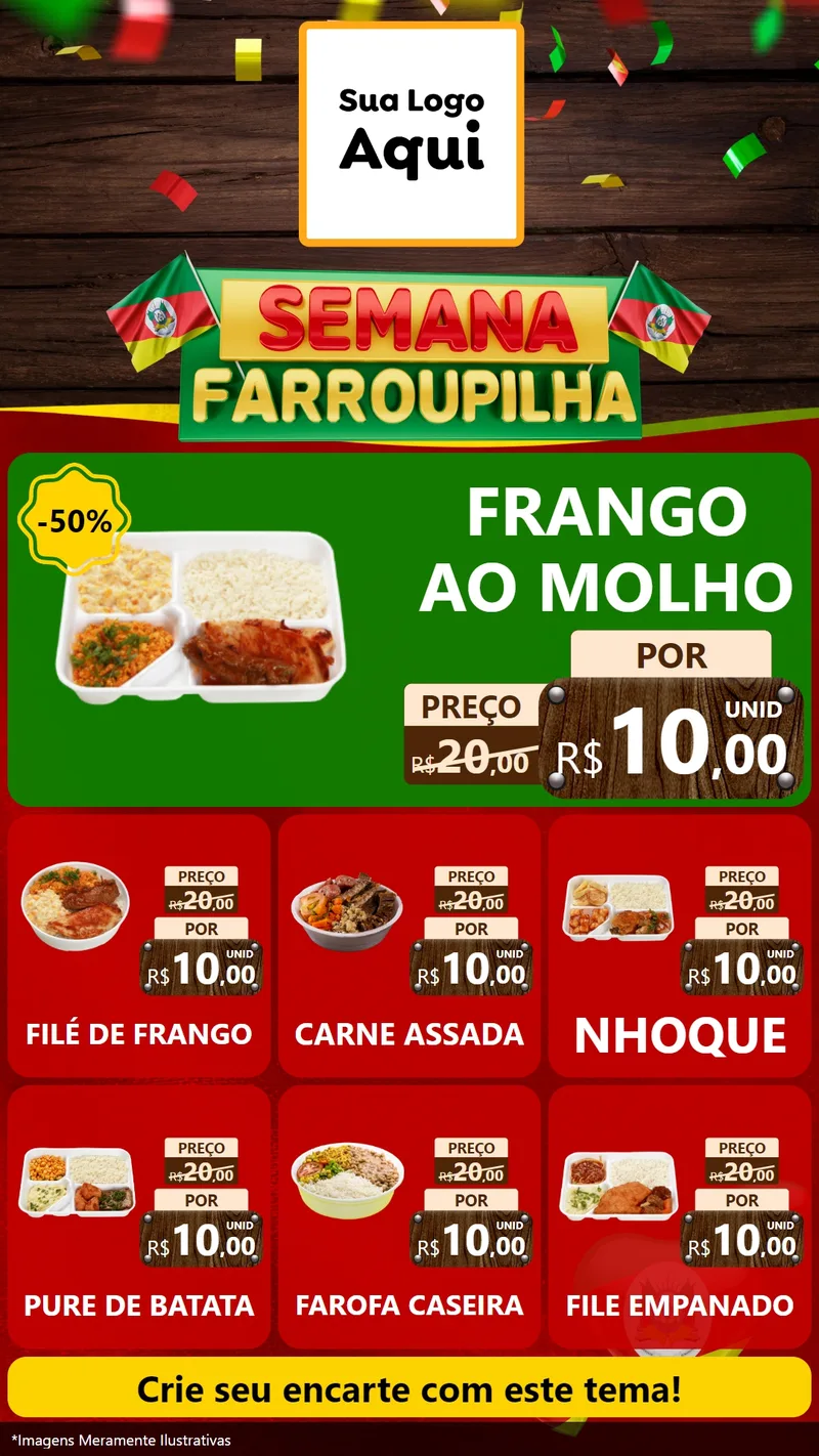 Modelo de Rede Social para Stories com o tema Semana Farroupilha para Restaurante