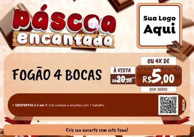 Modelo de Cartaz para Cartaz A4 Horizontal com o tema Páscoa Encantada para Móveis e Eletro