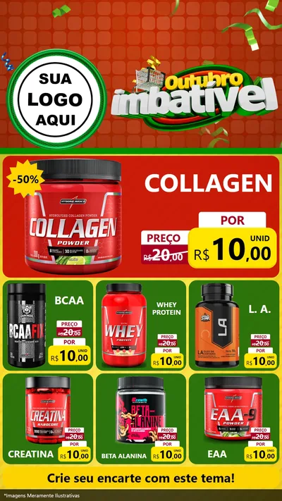 Modelo de Rede Social para Stories com o tema Outubro Imbatível para Suplementos alimentares