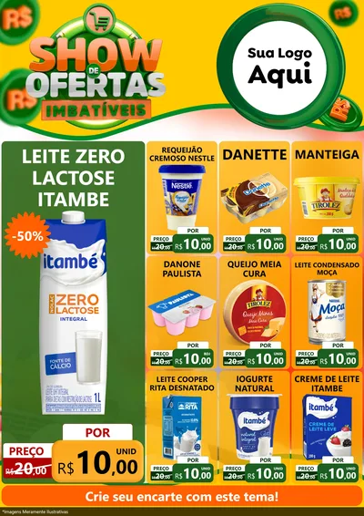 Modelo de Encarte para Encarte A4 Vertical com o tema Show de Ofertas Imbatíveis para Frios e Laticínios