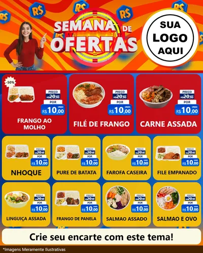 Modelo de Rede Social para Feed Instagram com o tema Semana de Ofertas para Restaurante