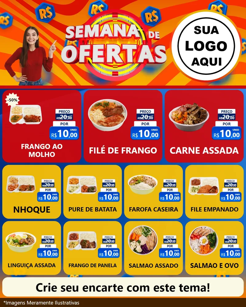 Modelo de Rede Social para Feed Instagram com o tema Semana de Ofertas para Restaurante