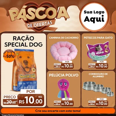 Modelo de Rede Social para Feed Facebook com o tema Páscoa de Ofertas para Pet Shop